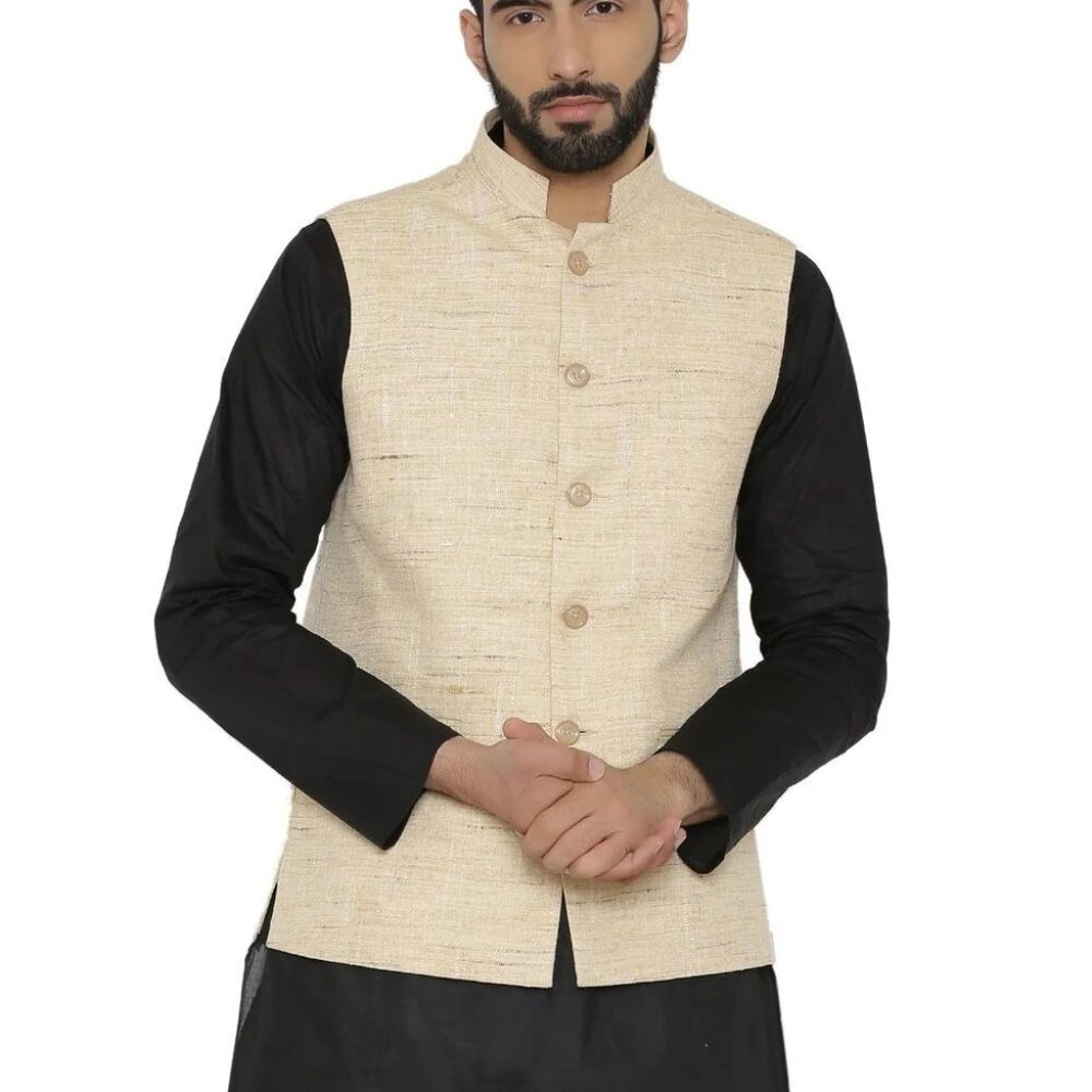 Wintage Men's Cotton Beige Modi Nehru Jacket